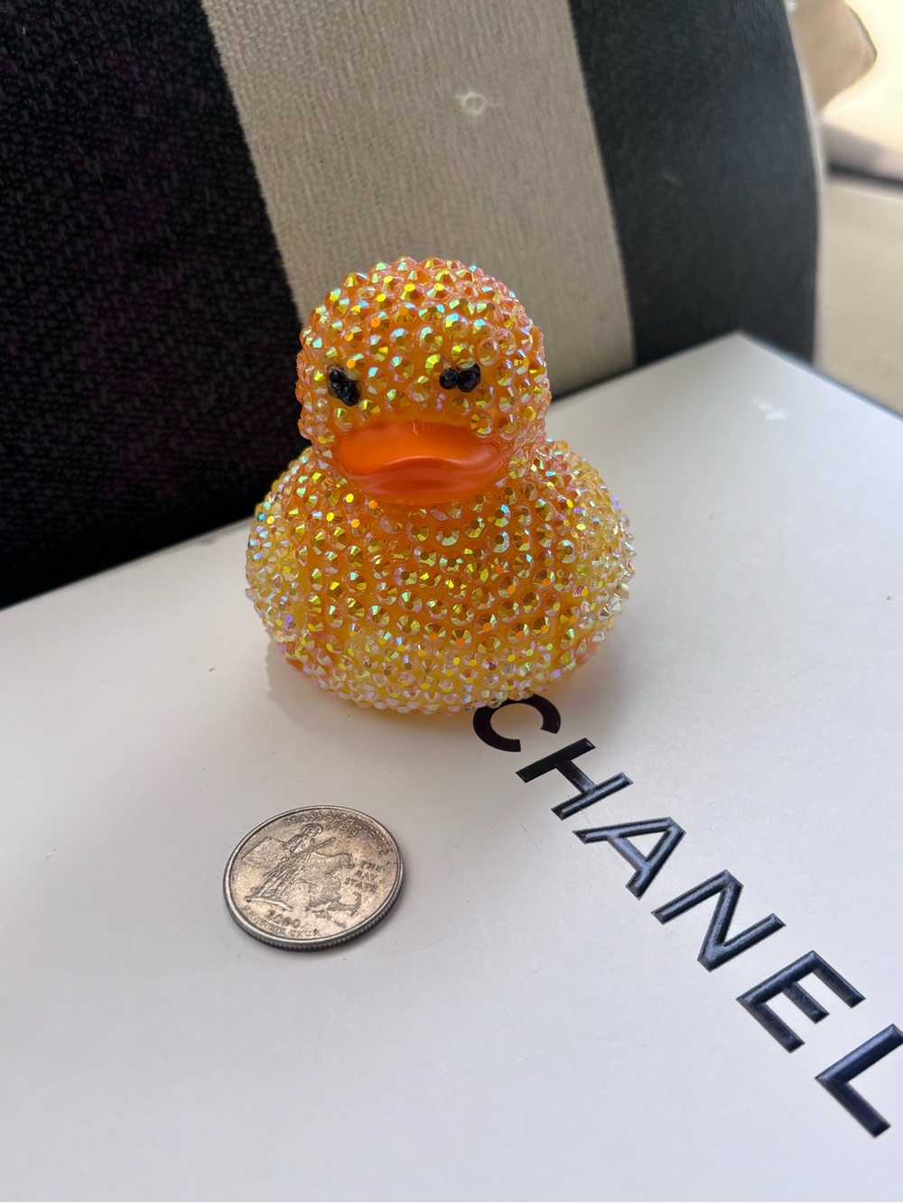 bedazzled Orange Rhinestone Duck Figurine *jeep duck*